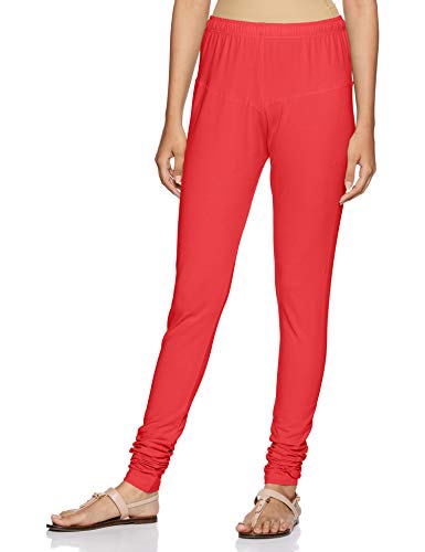 Image of Rupa Softline 4D Cotton Stretch Comfort Churidar Leggings for Women,All-Purpose Fashion for Western, Ethnic, Sporty, and Casual Wear - Full-Length, Solid Color, Pack of 1 Red