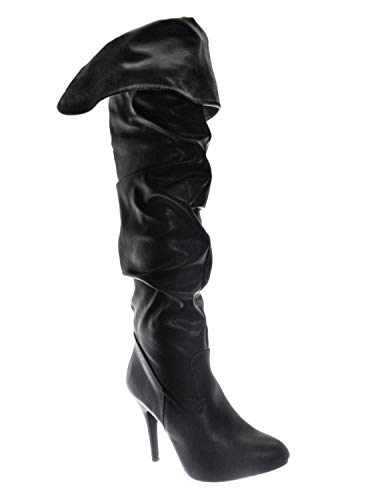 Forever Link High heel Wrinkled Slouchy Dress Boots - Stretch Foldable Over Knee2