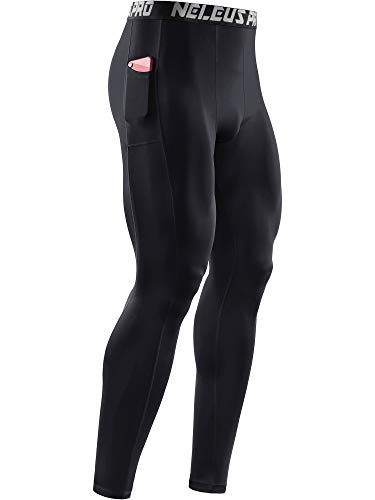 Neleus Men's 2 Pack Dry Fit Compression Pants Running Tights With Pocket,6069,Black/White,Us M,Eu L #TOP6