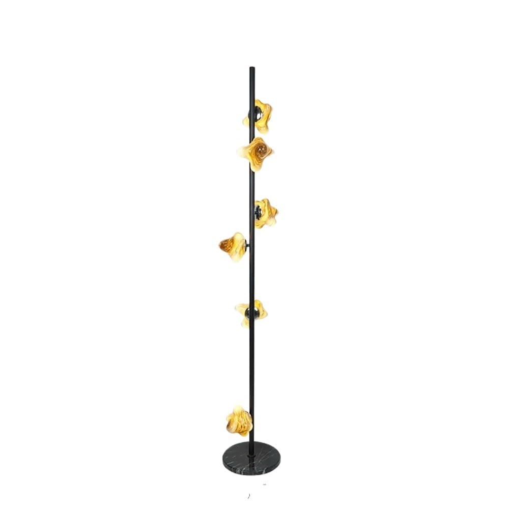 Floor Lamp Six Golden Glass Floor Lamps Beside The Sofa in the Living Room and Black Iron Table the Bed in the Bedroom
