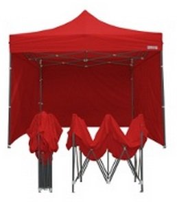 Tonnelle pliante 3 x 3 RAY BOT rouge bâche PVC 350g et 4 parois acier