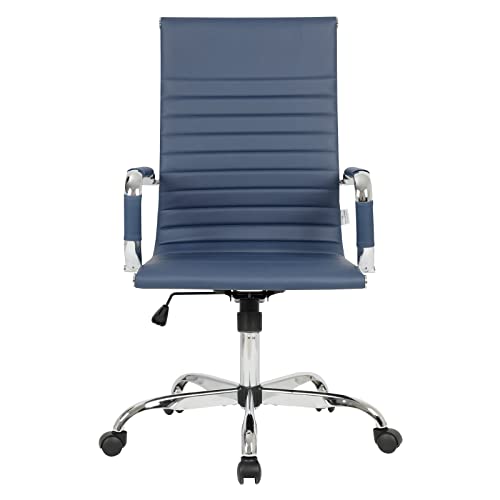 Leisuremod Harris Modern Adjustable Swivel Leather High-Back Task Office Chair, Navy Blue #TOP3