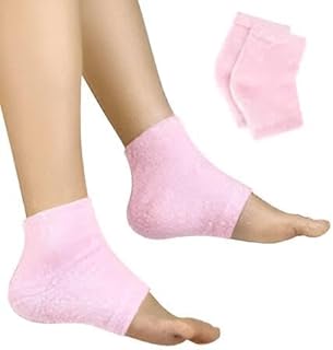 جوارب كعب من جل السيليكون - جوارب قطنية قابلة للتنفس تتميز بجل السيليكون لدعم معزز، مثالية لتخفيف جفاف الجلد وتشقق الكعب والألم لكلا الجنسين، مقاس واحد فقط