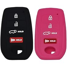 Autobase Key fob Cover for Toyota 2025 Camry 2019-2026 Land Cruiser 2021-2026 Venza Hilux Fortuner 2023-2026 Highlander Tundra Corolla bZ4X Prius 4 Buttons Black and Pink