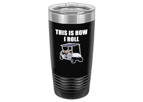 Rogue River Tactical Funny Golf Cart Tasse de voyage isotherme avec couvercle pour golfeur, papa, grand-père, 591 ml, noir