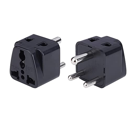 Image of MX Universal Travel Adapter (Type D) World USA UK China & More to India 2 in 1 Conversion Plug for Home and Official use - Black Pack of 2