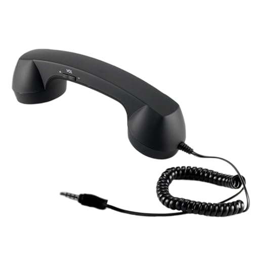 Téléphone combiné rétro – Prise jack 3,5 mm Accessoires de bureau pour réunions, vidéoconférences, appels avec ordinateur, bureau à domicile, voyage,...