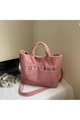 Bolso tote grande suave de pana para mujer miniatura 3