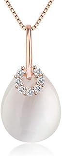 Kruckel Shape of Water Drop Rose Necklace for Women - Jewelry Created With Swarovski Crystals Zircon & Pearl - Anniversary, Birthday, Christmas - Gifts for Her, Girls & Friends - Rose Gold Plated