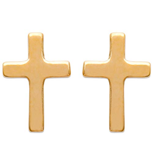 Boucles d'oreilles croix 9x5mm en plaqué or pour illuminer votre quotidien