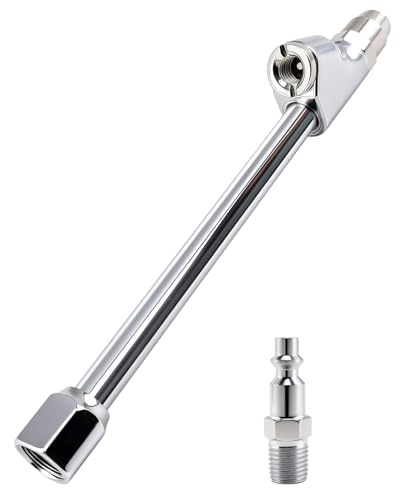 GODESON Dual Head Air Chuck, All-Metal Tire Chuck with Straight & 30° Angled, 1/4