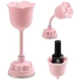 SUTOKAKA 360° Rotating Nail Polish Bottle Holder Rose Shape Rotatable Anti-Spill Titled Nail Polish Stand Strong Airlock Suction Base Fingernail Painting Manicure Art Tools, Pink