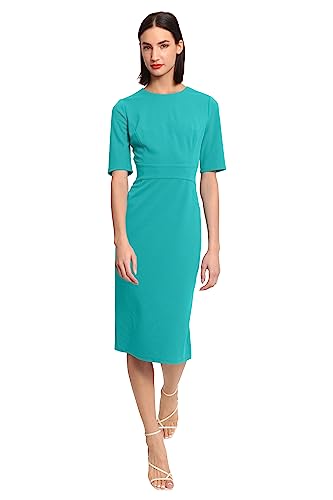 Image of Donna Morgan Women's Curved Waist Seam Crepe Workwear Dress Career Office Desk to Dinner Event Occasion Guest of