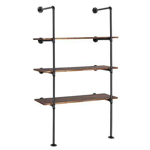 Liantral Industrial Wall Mount Iron Pipe Shelf, Diy Open Bookshelf, Retro Storage Shelves Pipe Shelving Hung Bracket (4 Tier X2, Black) #TOP3
