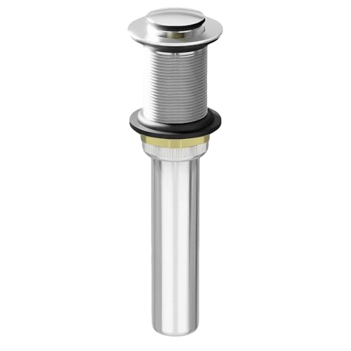 All Metal Brass Pop Up Sink Drain Without Overflow, Brushed Nickel