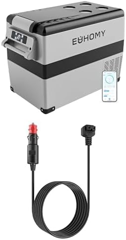 Bundle of EUHOMY 12 Volt Refrigerator, 48QT(45L) Electric Cooler+11.6FT(3.5M) 12V DC Power Cord Cable