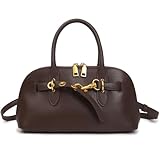 Mewpurrs Small Genuine Leather Crossbody Bags for Women | Structured Top Handle Satchel Purse with Adjustable Strap | Classy Shoulder Handbags for Work, Travel & Date Night - Coffee