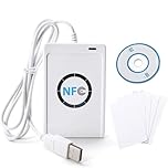 Jadeshay RFID Reader,NFC Reader/Writer ACR122U ISO 14443A/B RFID Card Reader + Free Software in White,Contactless Smart Card Reader Writer with USB Cable