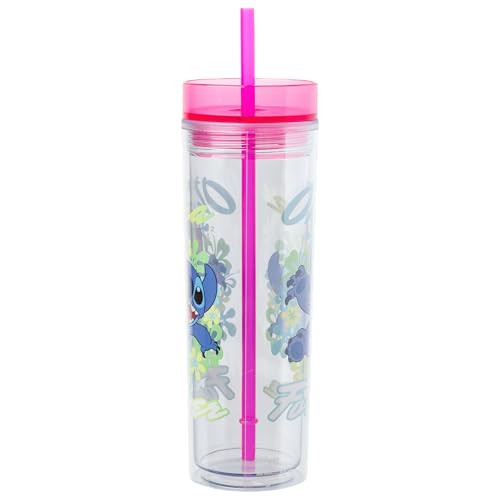 Image of Silver Buffalo Disney Lilo and Stitch inchOhana Forever inch Tall Plastic Tumbler, 20 Ounces