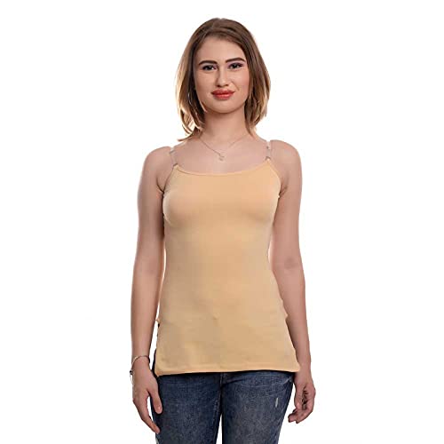 Cotton Regular Non-Padded Camisole Slip/Cami with Adjustable & Detachable Strap for Girls/Women - Free Transparent Strap-image-47