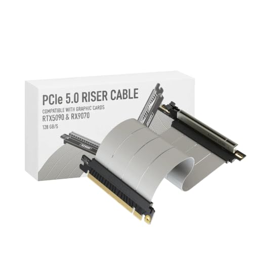 Image of LINKUP PCIE 5.0 Riser Cable | (Open Box) | for Vertical GPU Mount | Right Angle | Graphics Card GPU Ready | Usable with PCIe 4.0 & RX9070 / RTX5090 | 20cm (Total Length: 24cm)