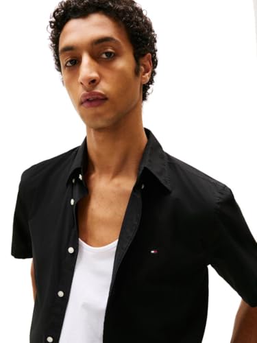 Image of Tommy Hilfiger Men's Short Sleeve Poplin Shirts in Regular Fit, Men's Button Down Shirts