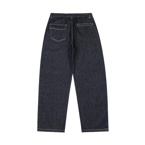 Men Original Color Jeans Japanese Streetwear Loose Casual Straight Denim Cargo Trousers Loose Jeans3