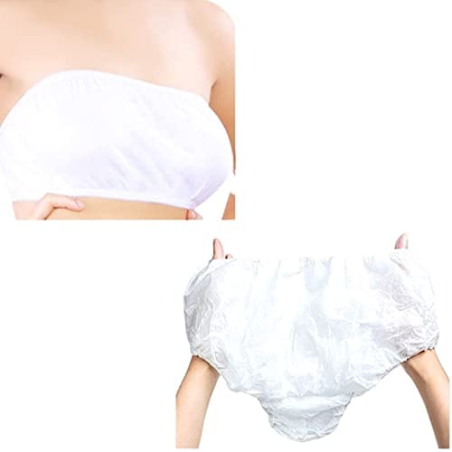 Image of Women's Cotton Disposable Underwear White Bra & Panty Maternity Massage Centre Beauty Parlour Underpants Hospitals Hotels waxing Salons
