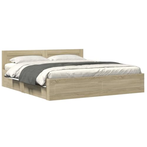 Emmtore Cama con cabecero Madera de ingeniería Roble Sonoma 180x200 cm