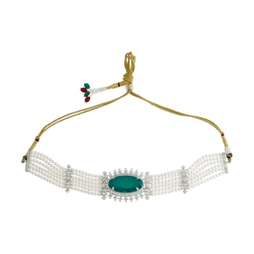 Image of KUSHAL'S Fashion Jewellery Rodium Polished Copper Zircon Necklace for Women