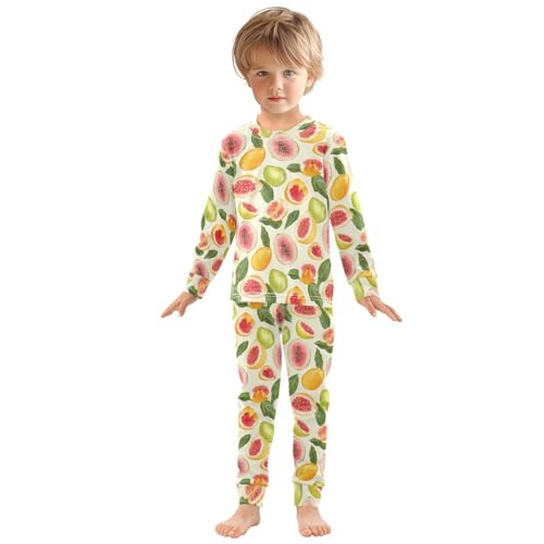 ALAZA Tropical Fruit Leaf Guava 2 Piece Pajama Set Long Sleeve Top and Pants Sleepwear Unisex3