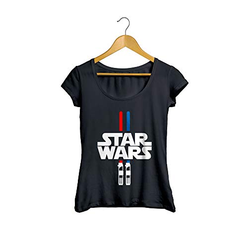 Camiseta Baby Look Sabre de Luz Feminino Preto Tamanho:P