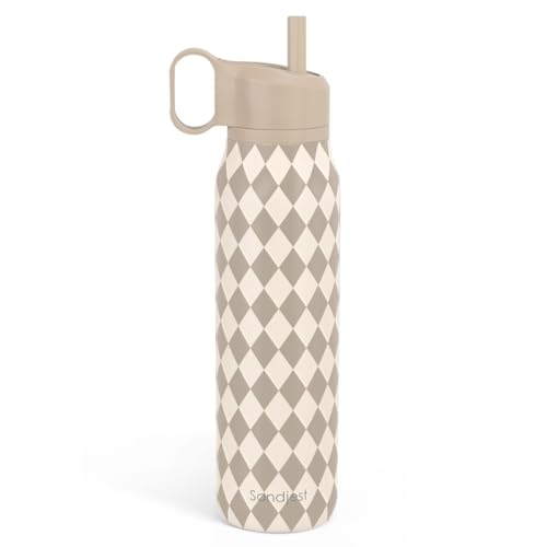 Image of Argyle Design Stainless Steel Water Bottle with Twist Lid 20oz, Travel Insulated Water Bottles for Sports & Gym, Gift for Women Girls Friends Birthday Christmas