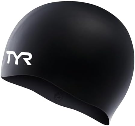 TYR Adult Wrinkle Free Silicone Swim Cap for Drag Reduction and Hair Protection
