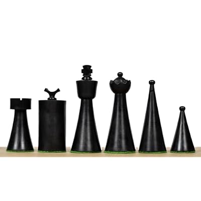 1940s Art Deco Series Weighted Staunton Chess Pieces in Ebonized Boxwood & Natural Boxwood 3.8 King | Handcrafted Wooden Chessmen for Collectors & Tournament Play by Chessbazaar