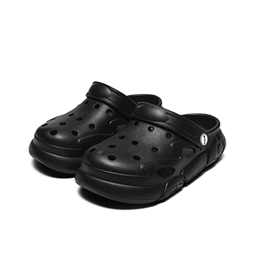 Yovqar Children Clogs Shoes Non Slip Sandals Garden Shoes Lightweight Slip-On Water Shoes Girls Boys Beach Pool Shower Slippers Summer Sandals Black 35 #TOP1