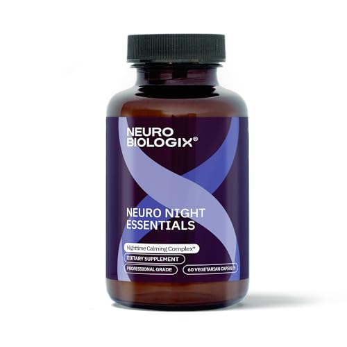 Neurobiologix Neuro Night Essentials, Calming Nighttime Formula with GABA L-Theanine Valerian Root & Magnesium, Supports Relaxation Emotional Balance & Wind-Down Routine, 60 Vegetarian Capsules