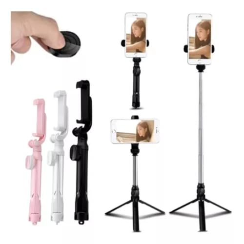 Pau De Selfie Estabilizador Tripé Controle Bluetooth Bastão (Preto)