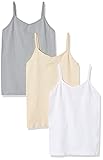 Amazon Essentials Girls' Seamless Camisole, Pack of 3, White/Light Beige/Grey Heather, X-Small