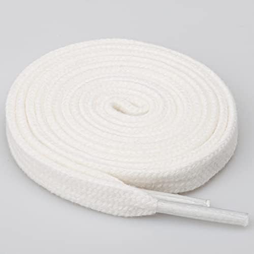Stepace [2 Pairs] 100% Cotton Flat Shoe Laces 5/16" Wide Shoelaces for Sneaker Running Athletic Shoes Off White 120