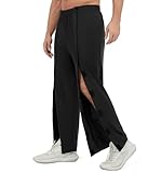 YESWEL Men's Tear Away Baggy Wide Leg Easy Open Side Pants Casual Post-Surgery Moisture Wicking Sweatpants with Pockets (US, Alpha, X-Large, Regular, Regular, Black)