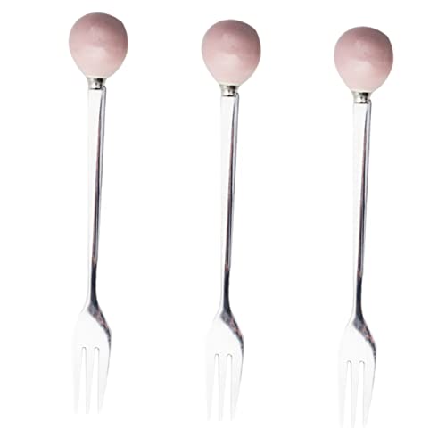 LIFKOME 6pcs Mini Fork Creative Flatware Home Tableware Cutlery for Cake Dessert Pink Party Tableware