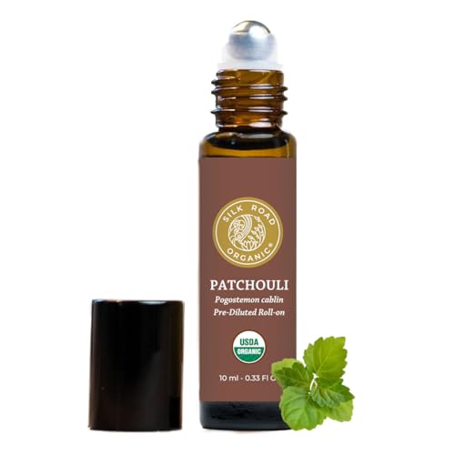 Silk Road Organic Patchouli Essential Oil Roll On, USDA Certified - Uplift Mood, Enhance Attraction, Rejuvenate & Nourish Skin - 10 ml Aromatherapy Roller