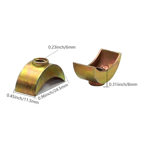 16 PCS Half Moon Nuts Spacer Bronze Nuts Spacer,Nut Connector,Frame Spacers,M6 Half Moon Nuts Washer Spacer Furniture Hardware Accessories for Furniture Wardrobe Bed Frame Connect