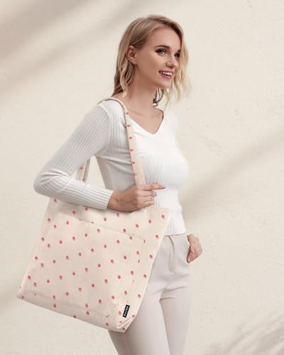 Image of Prite Corduroy Tote Bag for Women Large Shoulder Bag with Zipper and Pockets for College School Work Travel Shopping