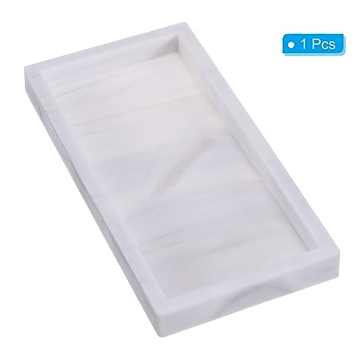 PATIKIL Silicone Bathroom Tray, 8" x 4" Soap Dispenser Tray Jewelry Organizer Dish for Restroom Dresser - Image 3