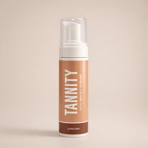 Mousse autobronceador instantáneo Tannity | Ultra Dark| Sin tonos anaranjados | Con aceite de argán, de coco y jojoba| Vitaminas C y D | Hidrata| Cruelty free | Sin parabenos| 200 ml