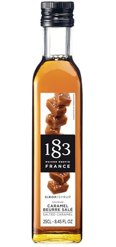 1883 Maison Routin Premium Salted Caramel Coffee Syrup Indulgent Blend For Lattes Frappes Desserts & Baking Allergen-Free Vegan-Friendly 250 Ml Glass Bottle