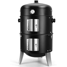 BBQ Charcoal Smoker for Meat 16 Inch Heavy Duty 4 In 1 BBQ Charcoal Grills - Vertical Barbecue Smokers Grill Combo for Outdoor Cooking Patio Backyard Picnic Party Grilling