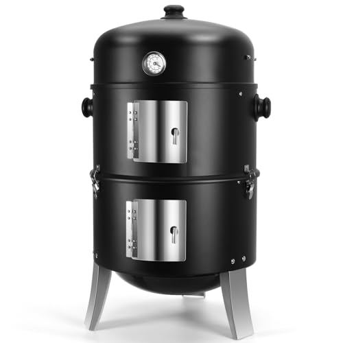 SUNLIFER BBQ Charcoal Smoker for Meat: 16 Inch Heavy Duty 4 ...